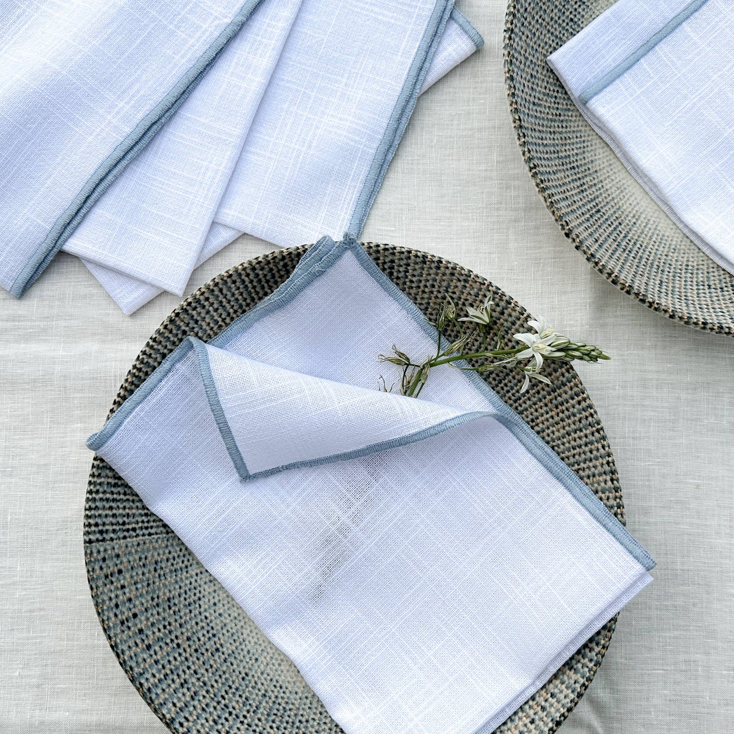 Cotton Napkin Set w/Contrast Edges