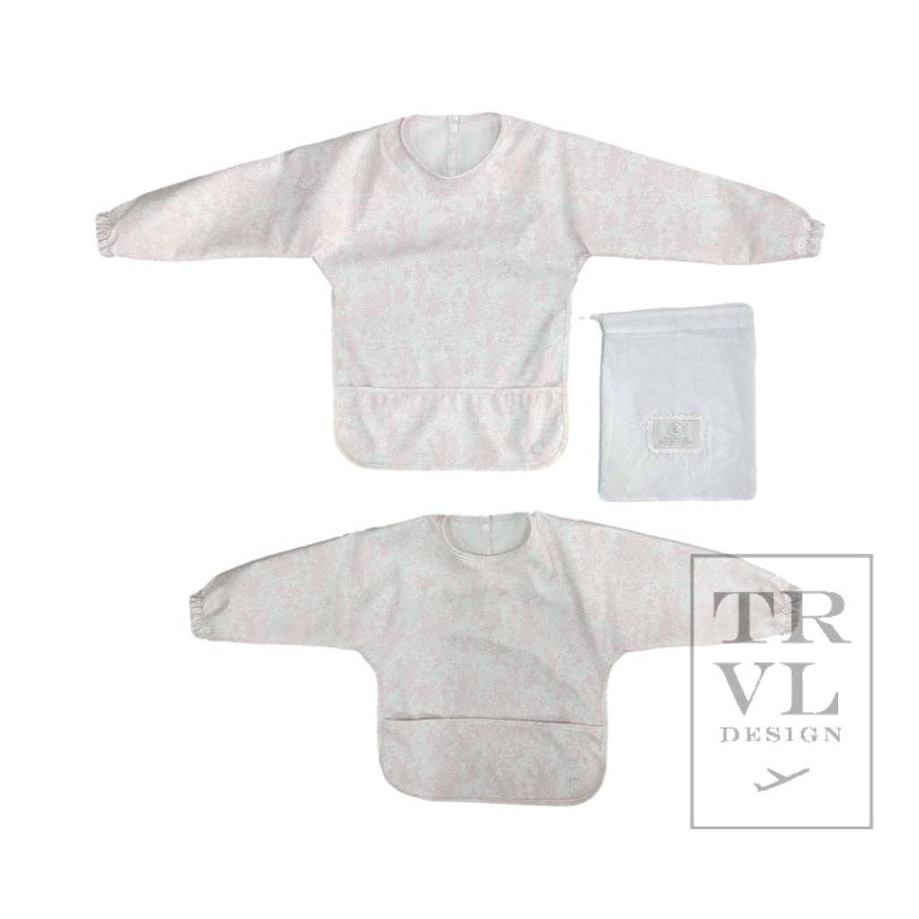 TRVL Perfect Smock Bib- Bunny Toile Pink