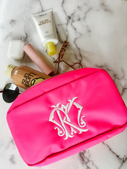 Nylon Cosmetic Pouch, Pink or White