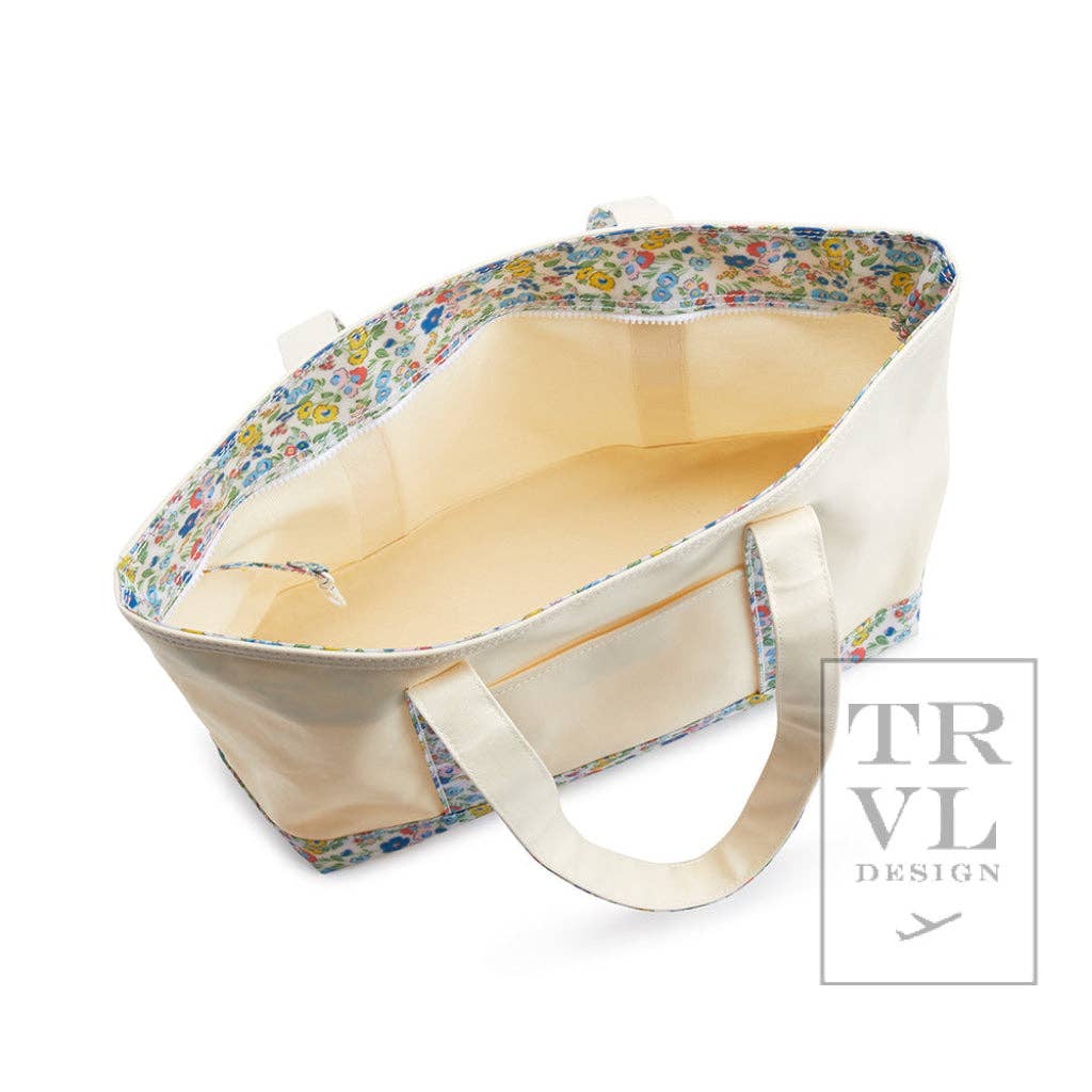 TRVL Medium Canvas Tote - Posies Trim