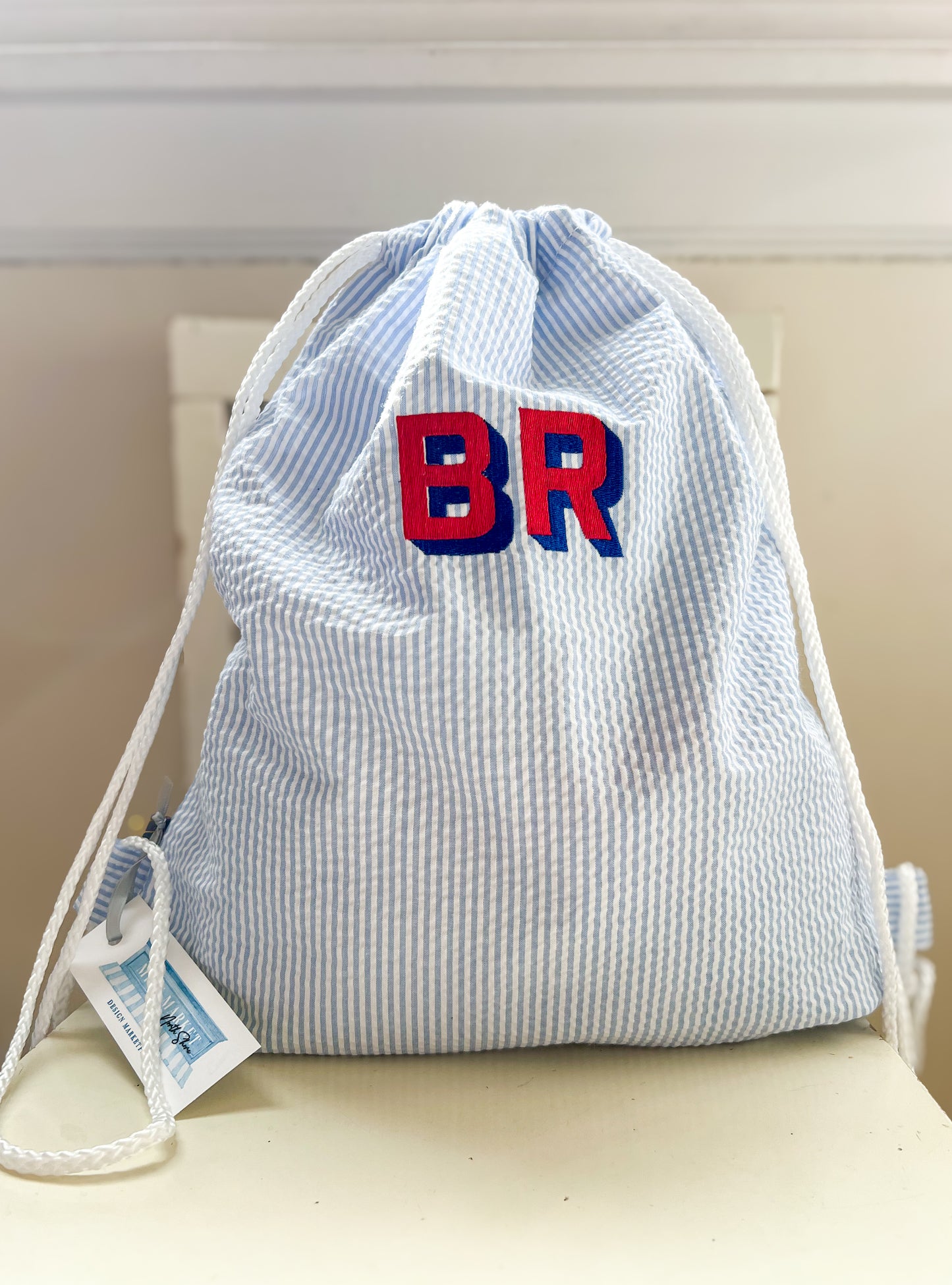 Seersucker Sling Backpack