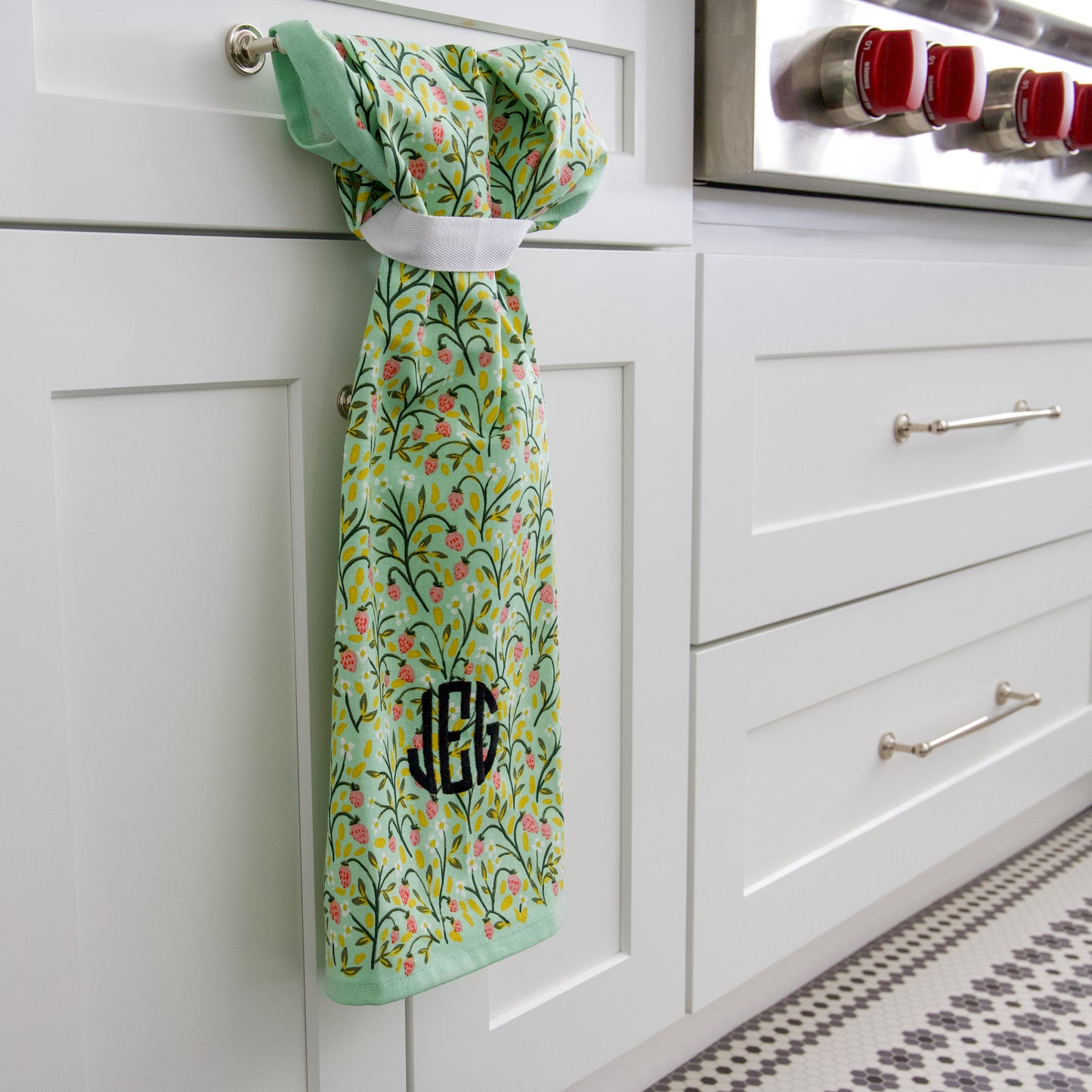 Wild Strawberry Floral Kitchen Towel