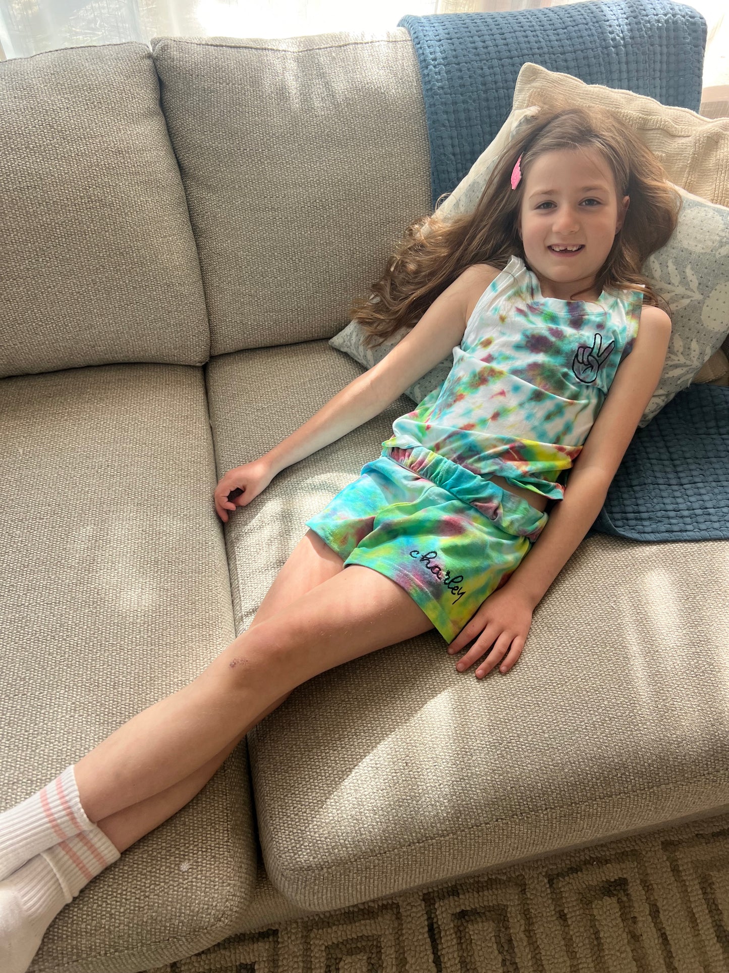 Kids White Tie-Dye Lounge Sets