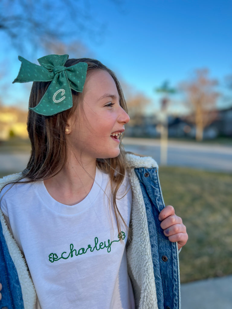 Evergreen Cross Stitched Bow