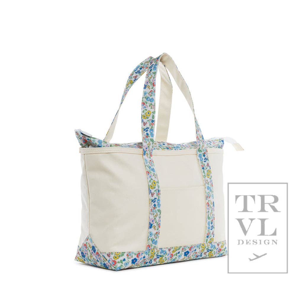TRVL Medium Canvas Tote - Posies Trim
