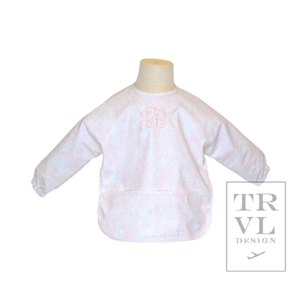 TRVL Perfect Smock Bib- Bunny Toile Pink