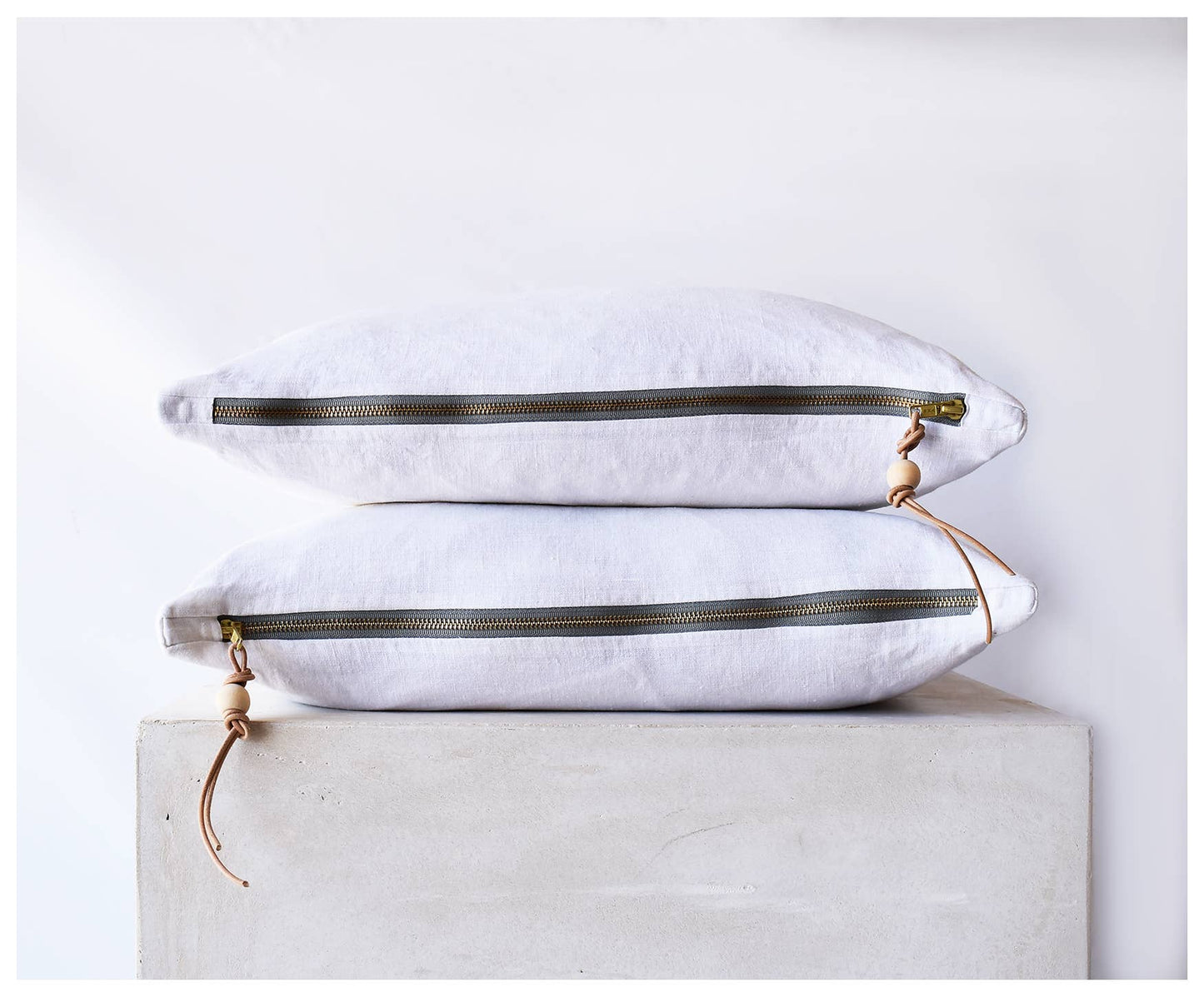 Off-White Washed Linen Pillow