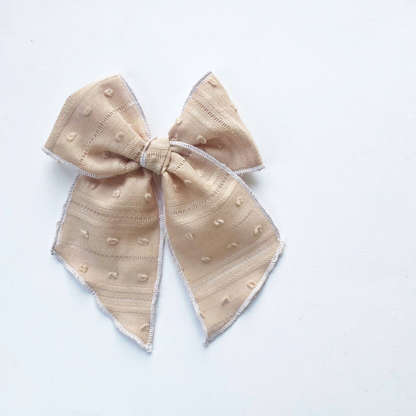 Neutral Swiss Dot Dimity Bow