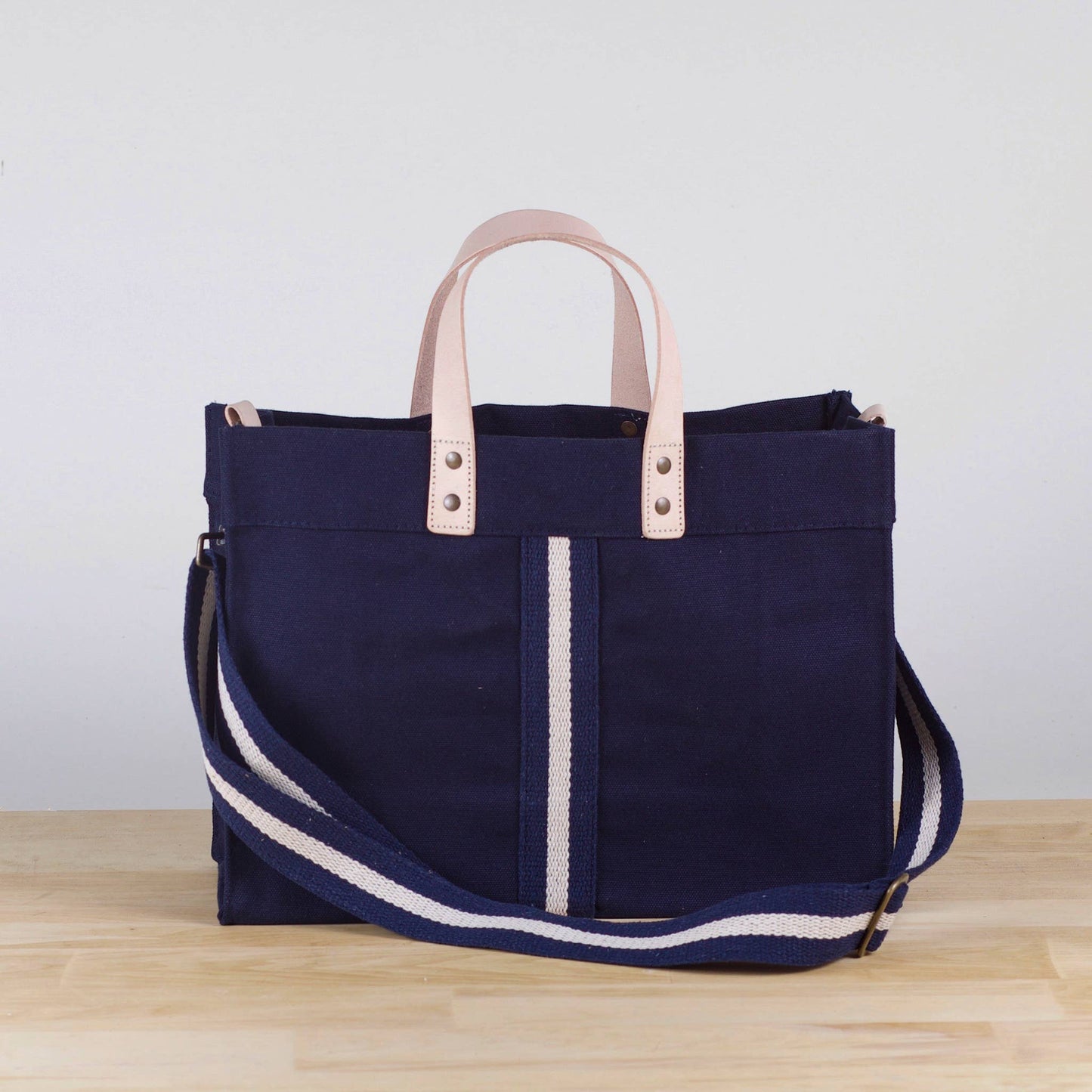 Mini Canvas Striped Box Tote