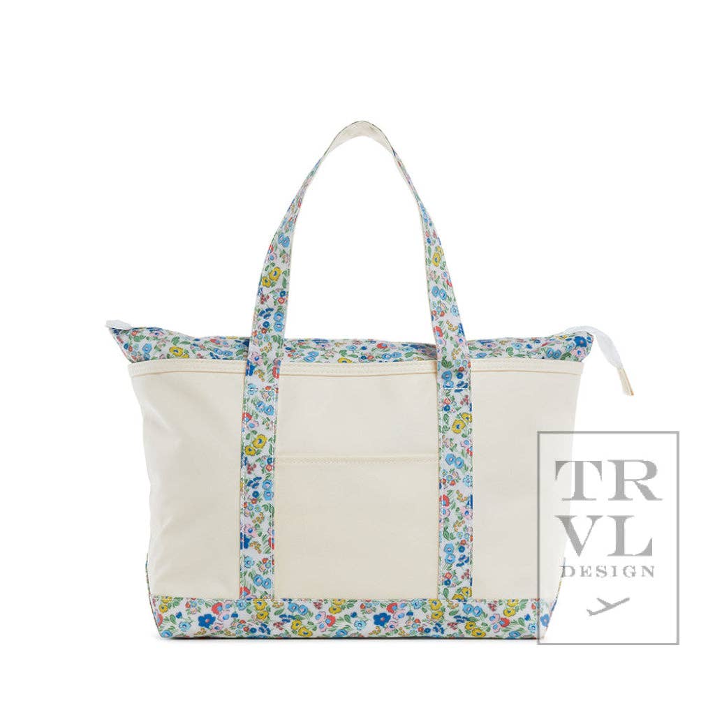 TRVL Medium Canvas Tote - Posies Trim