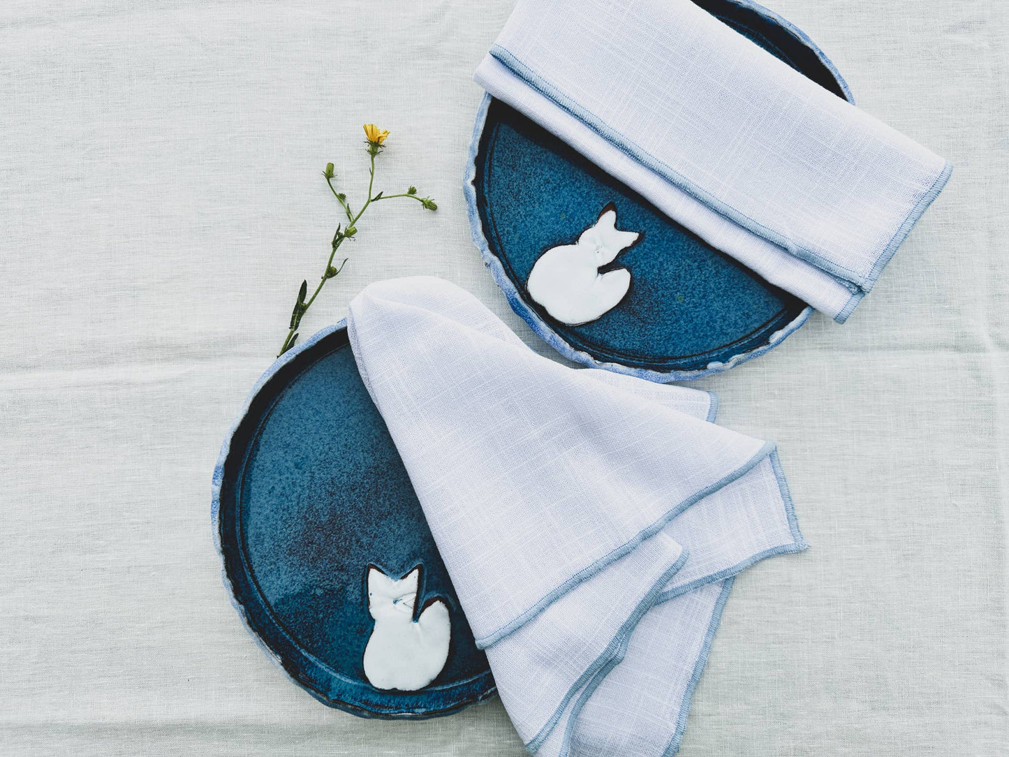 Cotton Napkin Set w/Contrast Edges