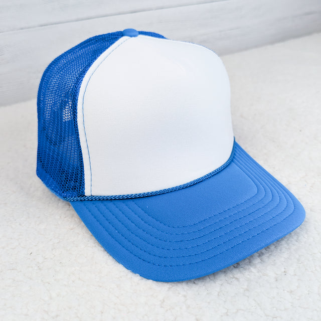 Neon Blue & White Foam Trucker Hat