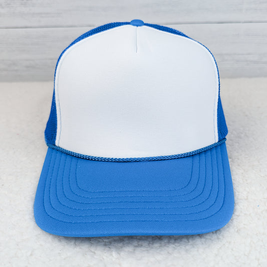 Neon Blue & White Foam Trucker Hat