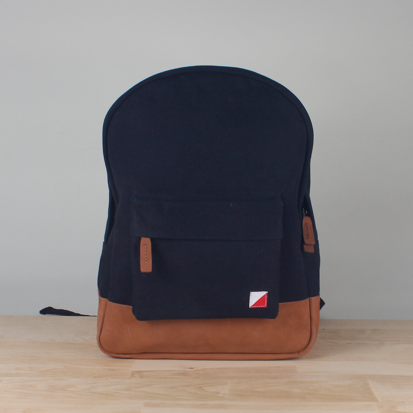 Canvas Backpack with Leather Trim