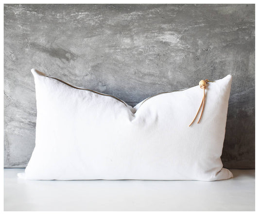 Off-White Washed Linen Pillow