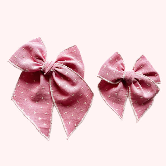 Pink Cross Stitched Bow