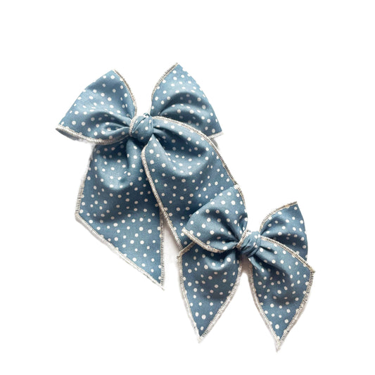 Slate Blue Dotted Bow